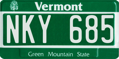 VT license plate NKY685