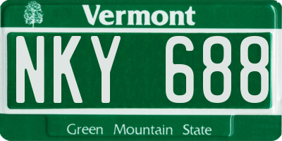 VT license plate NKY688