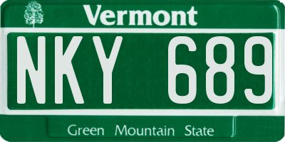 VT license plate NKY689