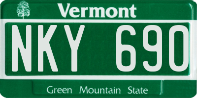 VT license plate NKY690