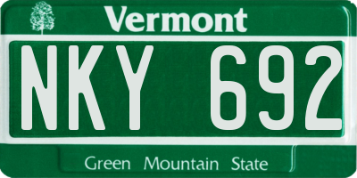 VT license plate NKY692