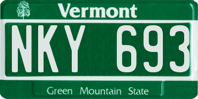 VT license plate NKY693