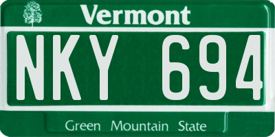 VT license plate NKY694