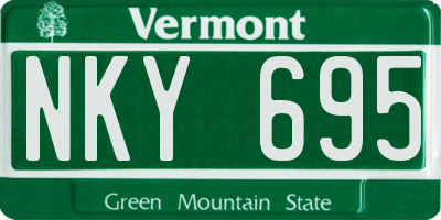VT license plate NKY695