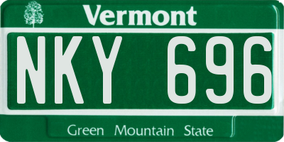 VT license plate NKY696