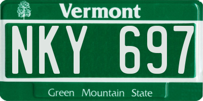 VT license plate NKY697
