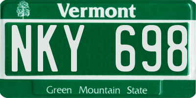 VT license plate NKY698