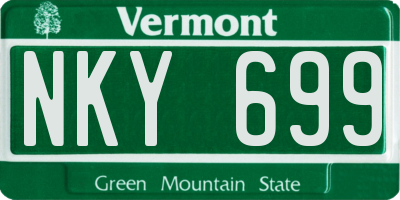 VT license plate NKY699