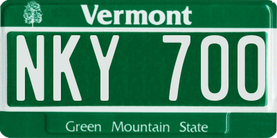 VT license plate NKY700