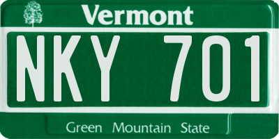VT license plate NKY701