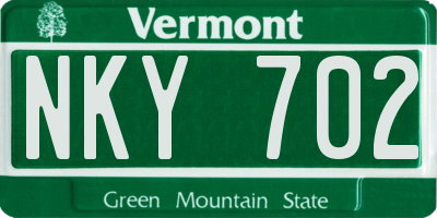 VT license plate NKY702