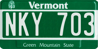 VT license plate NKY703
