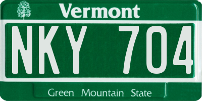 VT license plate NKY704