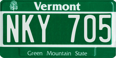 VT license plate NKY705