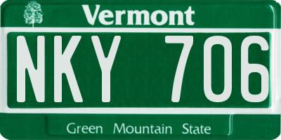 VT license plate NKY706