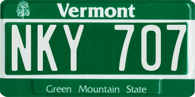 VT license plate NKY707