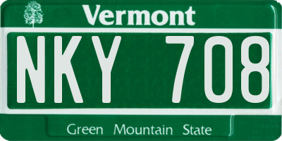VT license plate NKY708