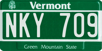 VT license plate NKY709