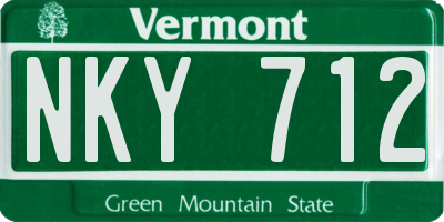 VT license plate NKY712
