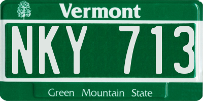 VT license plate NKY713