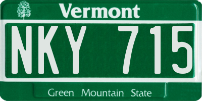VT license plate NKY715