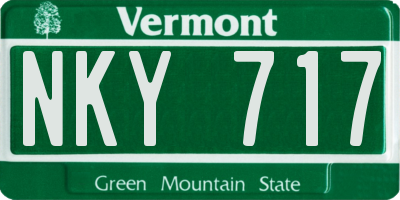 VT license plate NKY717