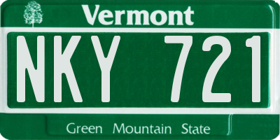 VT license plate NKY721
