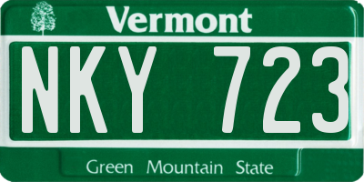 VT license plate NKY723