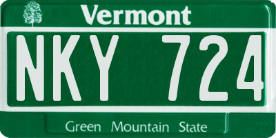 VT license plate NKY724