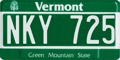 VT license plate NKY725