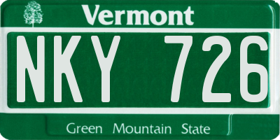 VT license plate NKY726