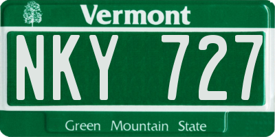 VT license plate NKY727