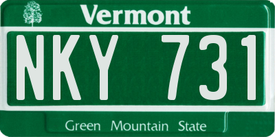 VT license plate NKY731