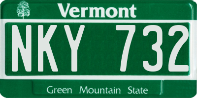 VT license plate NKY732