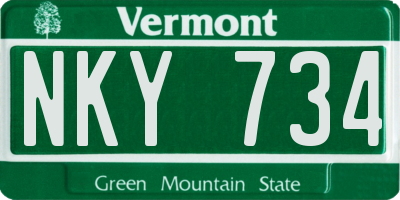 VT license plate NKY734