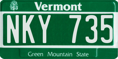 VT license plate NKY735