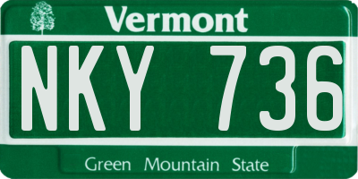 VT license plate NKY736
