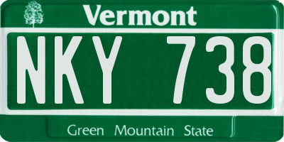 VT license plate NKY738