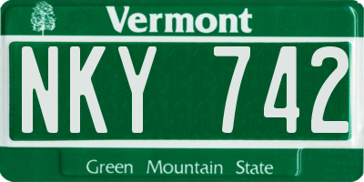 VT license plate NKY742