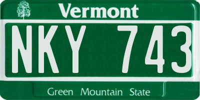 VT license plate NKY743