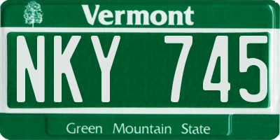 VT license plate NKY745