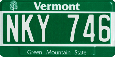 VT license plate NKY746