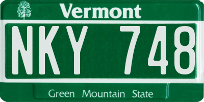 VT license plate NKY748