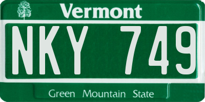 VT license plate NKY749