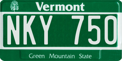 VT license plate NKY750