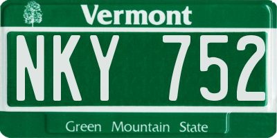 VT license plate NKY752