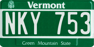 VT license plate NKY753