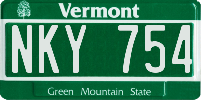 VT license plate NKY754