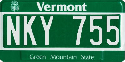 VT license plate NKY755