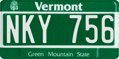 VT license plate NKY756
